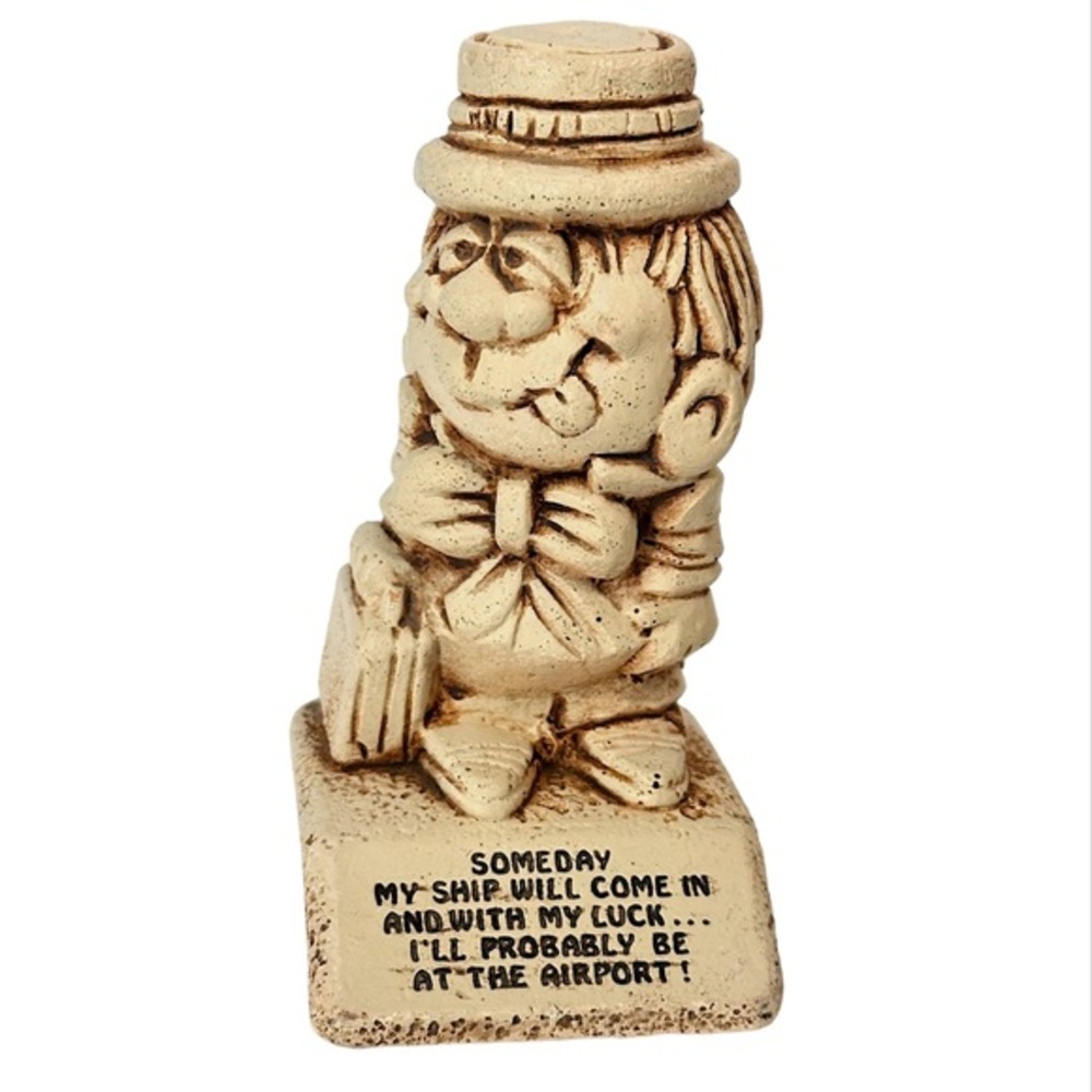 Vtg Paula 1976 Statuette Someday My‎ Ship Come In Airport Russ Berrie W-455
